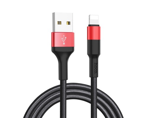 Кабель Hoco X26 USB to Lightning 1m черно-красный
