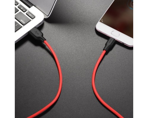 Кабель Hoco X21 Plus USB to MicroUSB 1m черно-красный