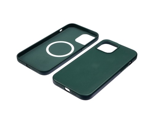 Чехол Leather Case with MagSafe для Apple iPhone 12/ 12 Pro 14 тёмно-зелёный