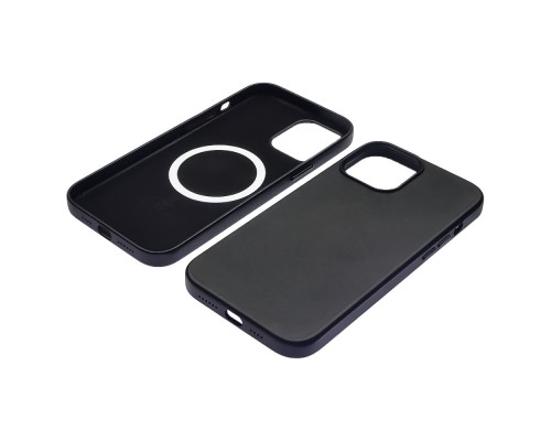 Чехол Leather Case with MagSafe для Apple iPhone 12 mini 01 чёрный