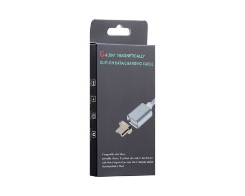 USB кабель магнитный Clip-On с индикатором Micro 1m серебристый