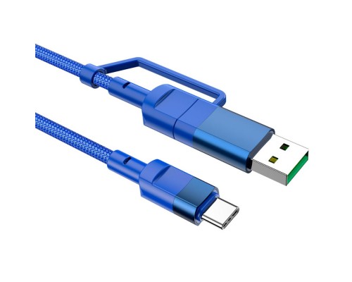 Кабель Hoco U106 2в1 USB/ Type-C to Type-C PD 100W 1.2m синий