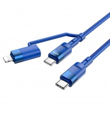 Кабель Hoco U106 2в1 USB/ Type-C to Type-C PD 100W 1.2m синий