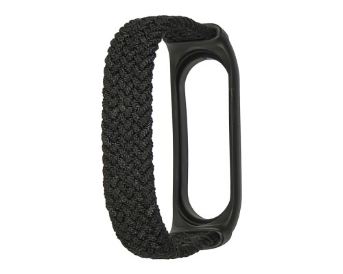 Ремешок нейлоновый Braided rope для Xiaomi Mi Band 3/ 4/ 5/ 6 размер M чёрный