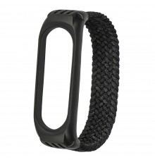 Ремешок нейлоновый Braided rope для Xiaomi Mi Band 3/ 4/ 5/ 6 размер M чёрный