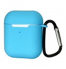 Чехол силиконовый с карабином для Apple AirPods/ AirPods 2 цвет 04 голубой