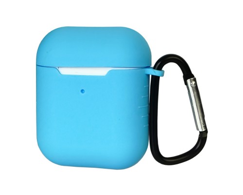 Чехол силиконовый с карабином для Apple AirPods/ AirPods 2 цвет 04 голубой