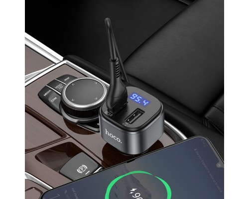 Автомобильное зарядное устройство Hoco E67 2 USB QC c FM-модулятором серебристо-черное
