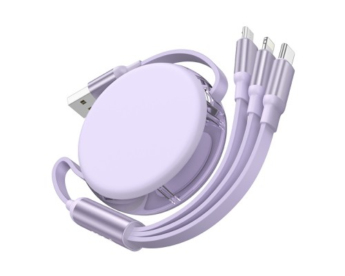 Кабель Hoco X78 3в1 USB to Type-C/ Lightning/ MicroUSB 1m фиолетовый