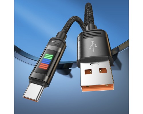 Кабель Hoco U126 с индикатором USB to Type-C QC 27W 1.2m black