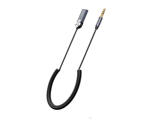 AUX кабель Hoco DUP02 Bluetooth to Jack 3.5 пружинный автомобильного аудиоресивера черный