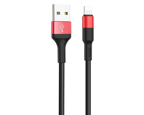 Кабель Hoco X26 USB to Lightning 1m черно-красный