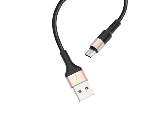 Кабель Hoco X26 USB to MicroUSB 1m черно-золлтистый