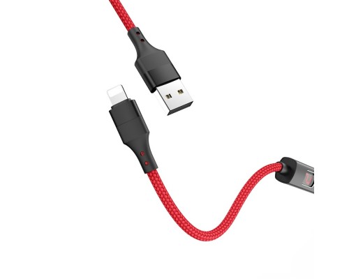 Кабель Hoco S13 с таймером USB to Lightning 1.2m красный
