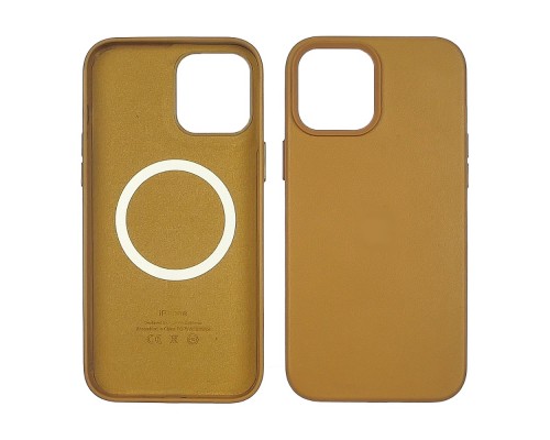 Чехол Leather Case with MagSafe для Apple iPhone 12/ 12 Pro 05 песочный