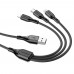 Кабель Borofone BX66 3в1 USB to Type-C/ Lightning/ MicroUSB 1m черный