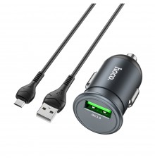 Автомобильное зарядное устройство Hoco Z43 USB QC серебристое + кабель USB to MicroUSB