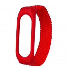 Ремешок нейлоновый Braided rope для Xiaomi Mi Band 3/ 4/ 5/ 6 размер S красный