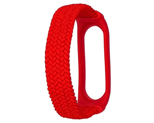 Ремешок нейлоновый Braided rope для Xiaomi Mi Band 3/ 4/ 5/ 6 размер L красный