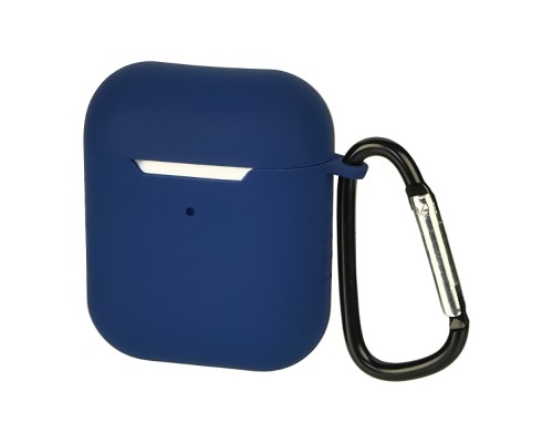 Чехол силиконовый с карабином для Apple AirPods/ AirPods 2 цвет 05 тёмно-синий