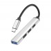 Мультиадаптер хаб Hoco HB26 4в1 Type-C to USB 3.0 (F)/ 3 USB 2.0 (F) 0.13m серебристый