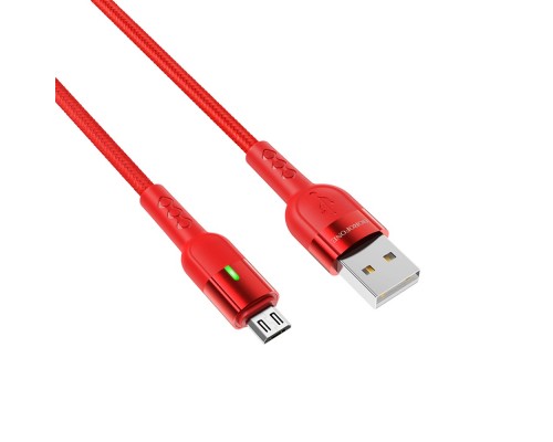 Кабель Borofone BU17 с индикатором USB to MicroUSB 1.2m красный