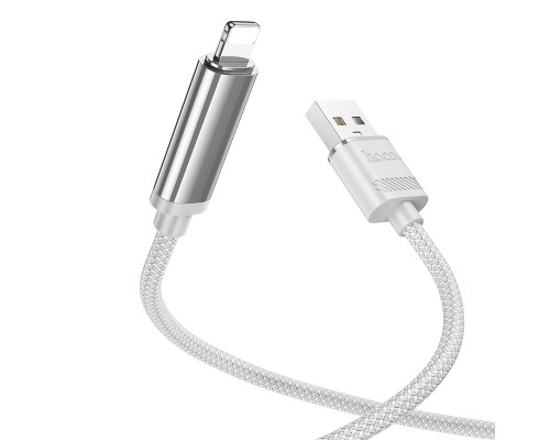 Кабель Hoco U127 с дисплеем USB to Lightning 1.2m silver gray