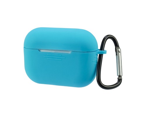 Чехол силиконовый с карабином для Apple AirPods Pro цвет 04 голубой