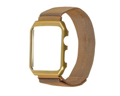 Ремешок Миланская петля с защитной рамкой для Apple Watch 44mm золотистый