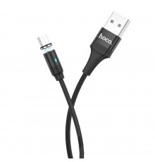 Кабель Hoco U76 магнитный с индикатором USB to MicroUSB 1.2m черный