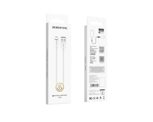 Кабель Borofone BX22 USB to MicroUSB 1m белый