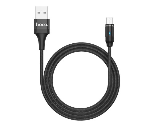 Кабель Hoco U76 магнитный с индикатором USB to MicroUSB 1.2m черный