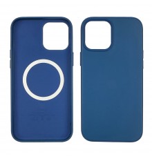 Чехол Leather Case with MagSafe для Apple iPhone 12/ 12 Pro 06 голубой