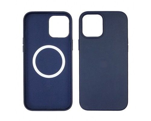 Чехол Leather Case with MagSafe для Apple iPhone 12 mini 03 тёмно-синий