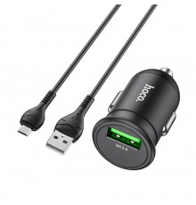 Автомобильное зарядное устройство Hoco Z43 USB QC черное + кабель USB to MicroUSB