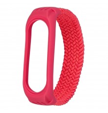 Ремешок нейлоновый Braided rope для Xiaomi Mi Band 3/ 4/ 5/ 6 размер S розовый