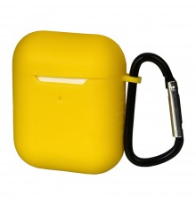 Чехол силиконовый с карабином для Apple AirPods/ AirPods 2 цвет 08 жёлтый