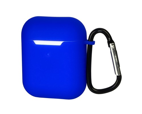 Чехол силиконовый с карабином для Apple AirPods/ AirPods 2 цвет 03 синий