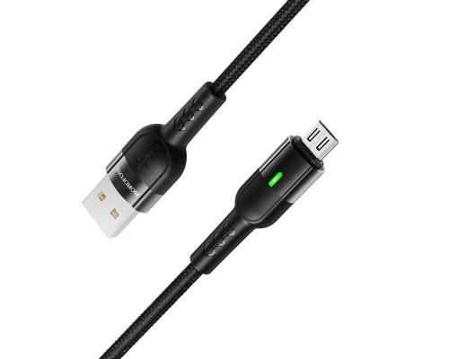 Кабель Borofone BU17 с индикатором USB to MicroUSB 1.2m черный