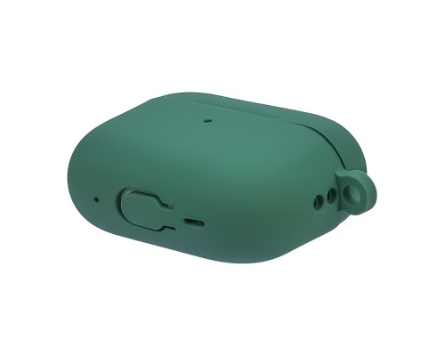 Чехол силиконовый с карабином для Apple AirPods Pro 2 цвет 09 темно-зеленый Люкс