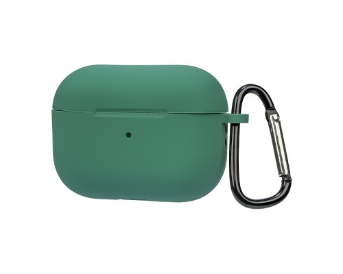 Чехол силиконовый с карабином для Apple AirPods Pro 2 цвет 09 темно-зеленый Люкс