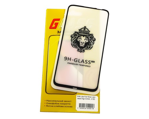 Защитное стекло для Huawei P40 Lite Full Glue Lion (0.3 мм, 2.5D, чёрное)