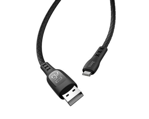 Кабель Hoco S6 с таймером USB to MicroUSB 1.2m черный