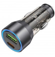 Автомобильное зарядное устройство Hoco NZ12A USB/ Type-C PD 43W transparent black
