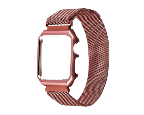 Ремешок Миланская петля с защитной рамкой для Apple Watch 44mm розовый