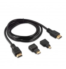 HDMI кабель 1.5m в комплекте с переходниками mini-HDMI/ micro-HDMI черный