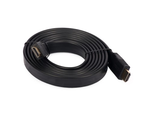 HDMI кабель 3m с плоским кабелем и позолоченными коннекторами чёрный