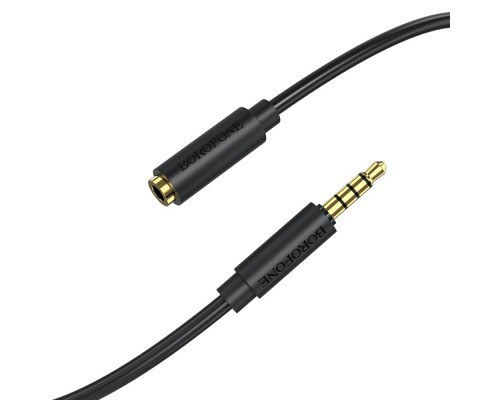 AUX кабель Borofone BL12 удлинитель Jack 3.5 to Jack 3.5 (F) 2m черный