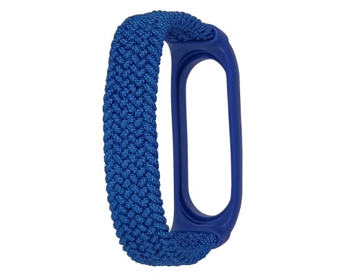 Ремешок нейлоновый Braided rope для Xiaomi Mi Band 3/ 4/ 5/ 6 размер S синий