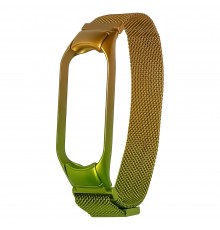 Ремешок Миланская петля радужная для Xiaomi Mi Band 5/ 6 34 золотисто-зелёный